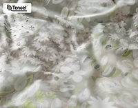 Elora Duvet Cover, TENCEL Lyocell, Floral, Green,