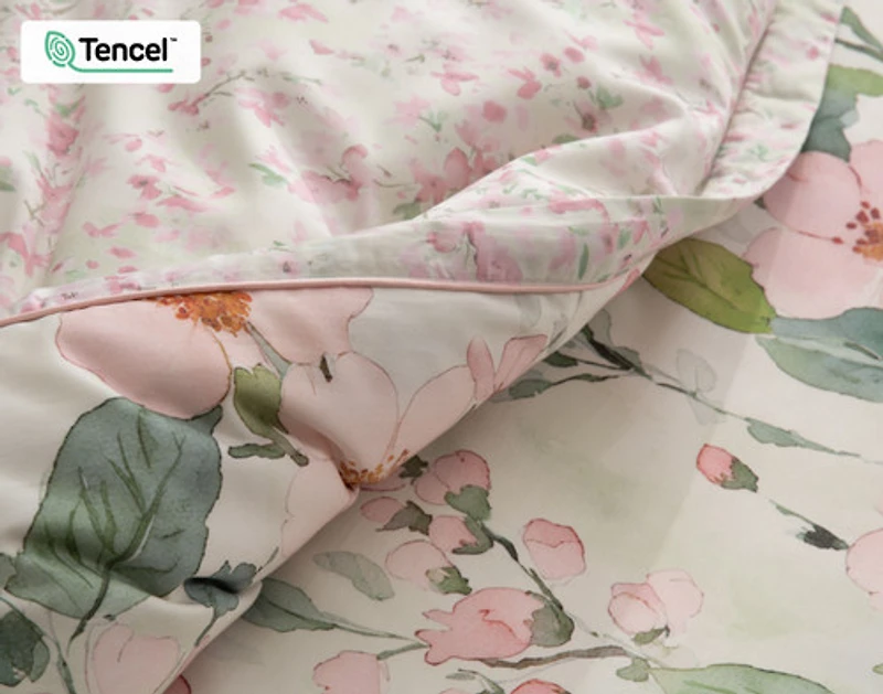 Enamour Duvet Cover, TENCEL Lyocell, Floral, Pink,