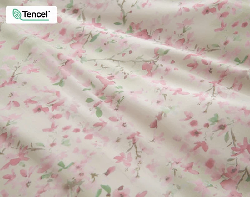 Enamour Duvet Cover, TENCEL Lyocell, Floral, Pink,