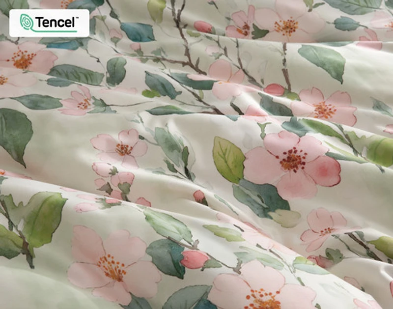 Enamour Duvet Cover, TENCEL Lyocell, Floral, Pink,