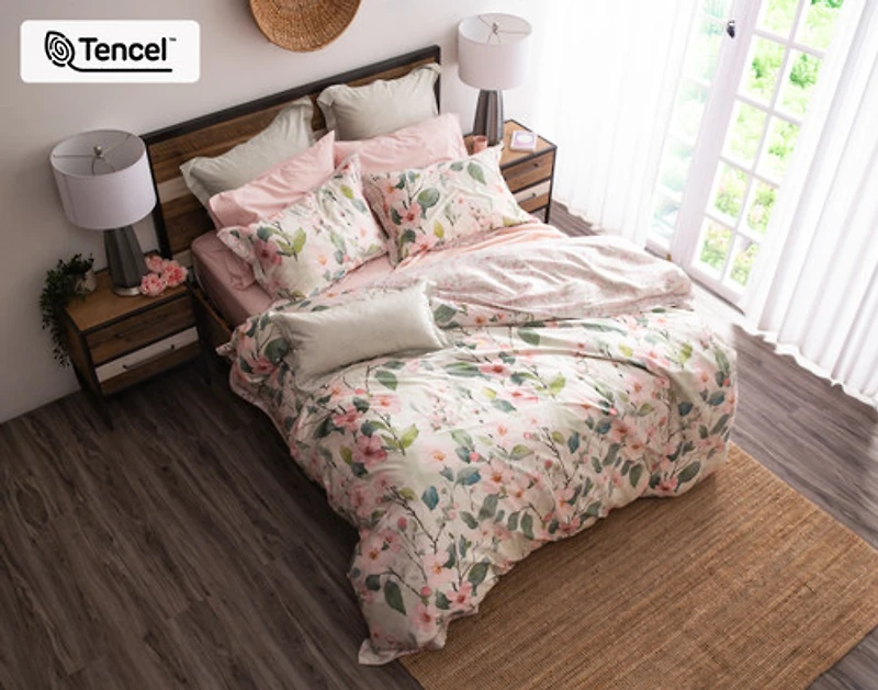Enamour Duvet Cover, TENCEL Lyocell, Floral, Pink,