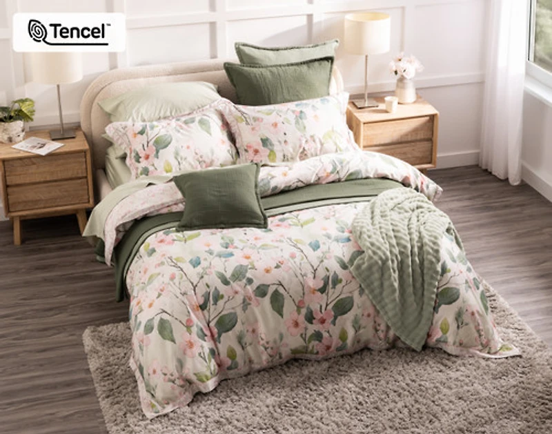 Enamour Duvet Cover, TENCEL Lyocell, Floral, Pink,