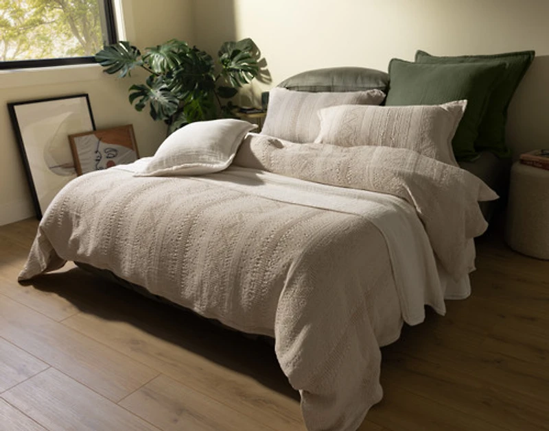 Rustico Duvet Cover, Cotton, Textured, Beige,