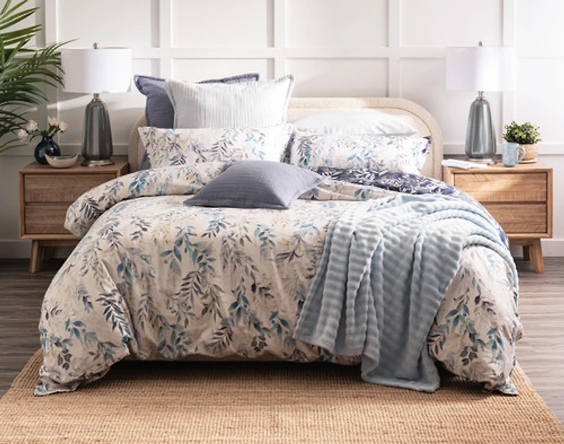 Kona Bay Duvet Cover, Cotton, Botanical, Blue,