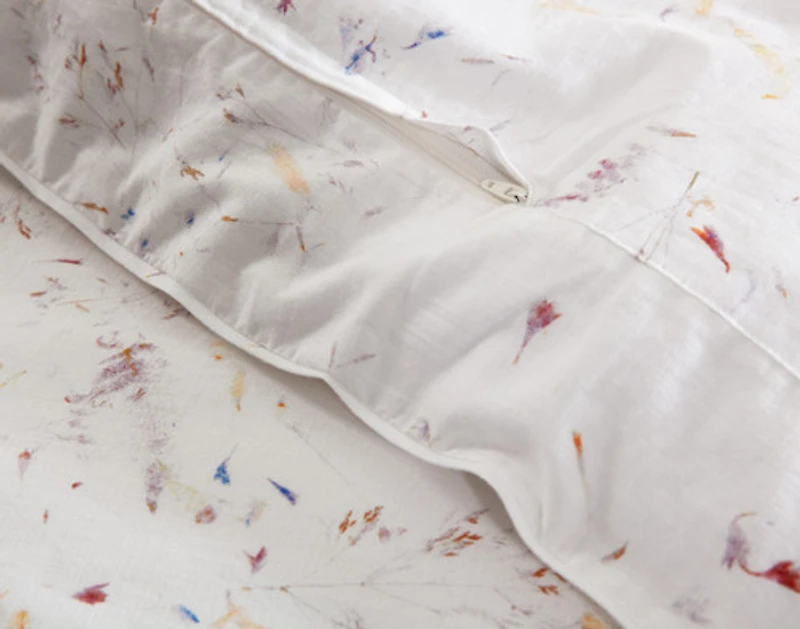 Memories Duvet Cover, Cotton, Floral, White,