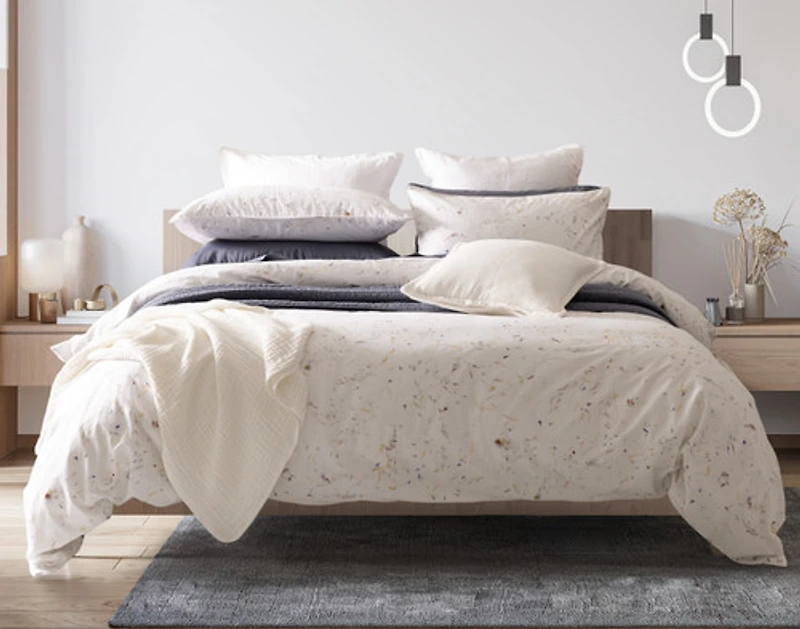 Memories Duvet Cover, Cotton, Floral, White,