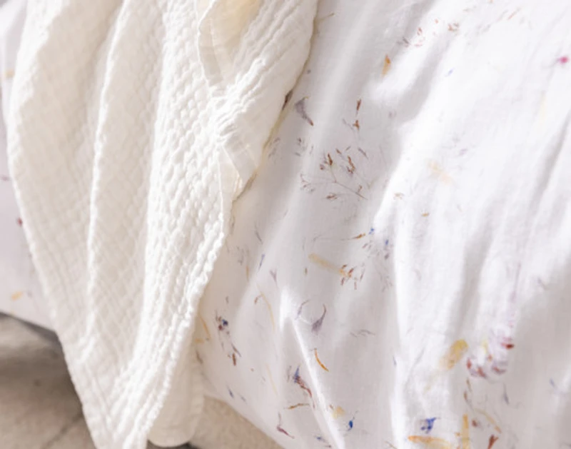 Memories Duvet Cover, Cotton, Floral, White,