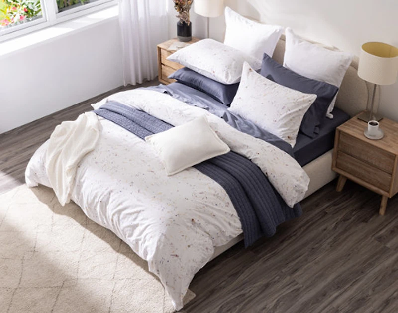 Memories Duvet Cover, Cotton, Floral, White,