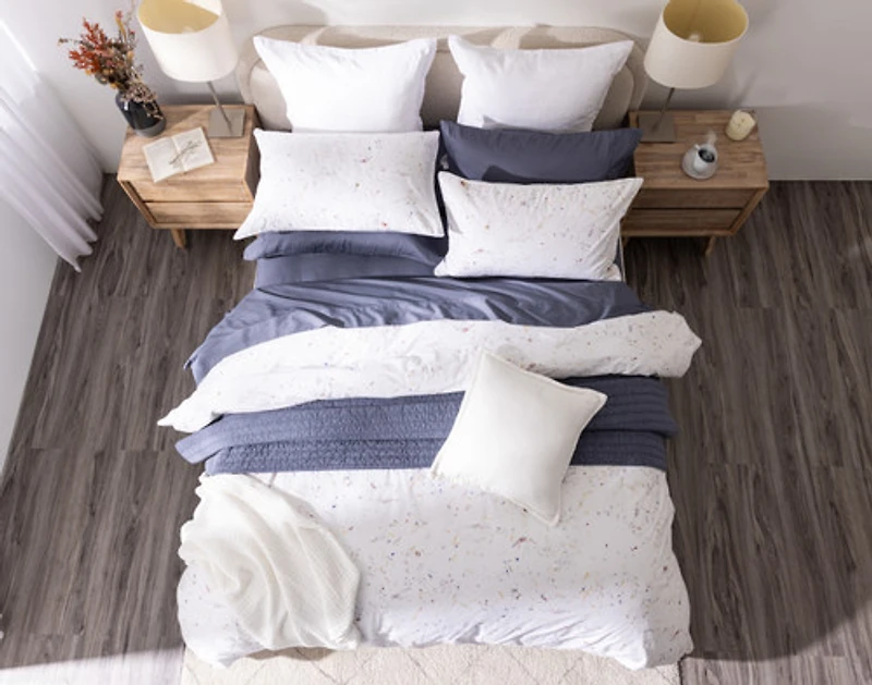 Memories Duvet Cover, Cotton, Floral, White,