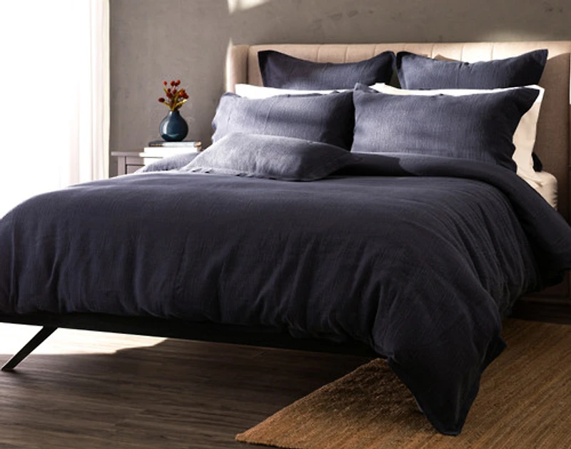 Deep Dive Duvet Cover, TENCEL Lyocell Set, Textured, Blue,