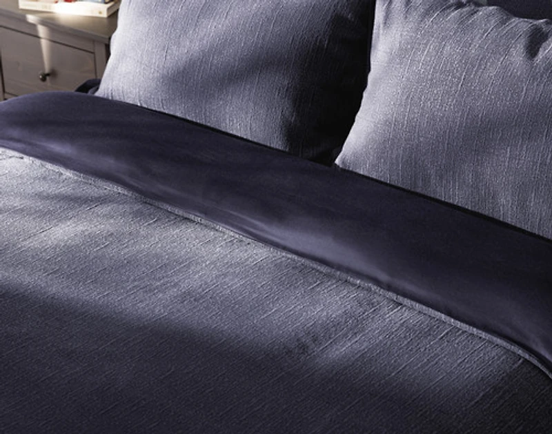 Deep Dive Duvet Cover, TENCEL Lyocell Set, Textured, Blue,