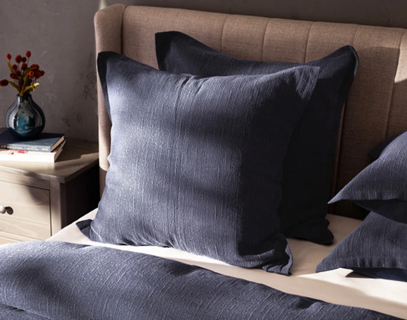 Deep Dive Euro Sham, Textured, Blue, 26" x 26"