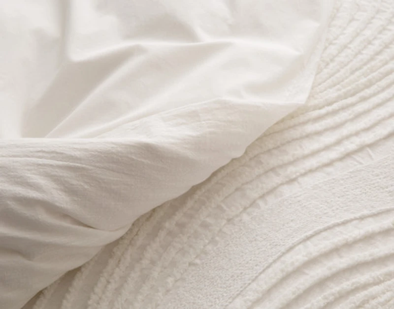 Savary Duvet Cover, Cotton, Geometric, White,