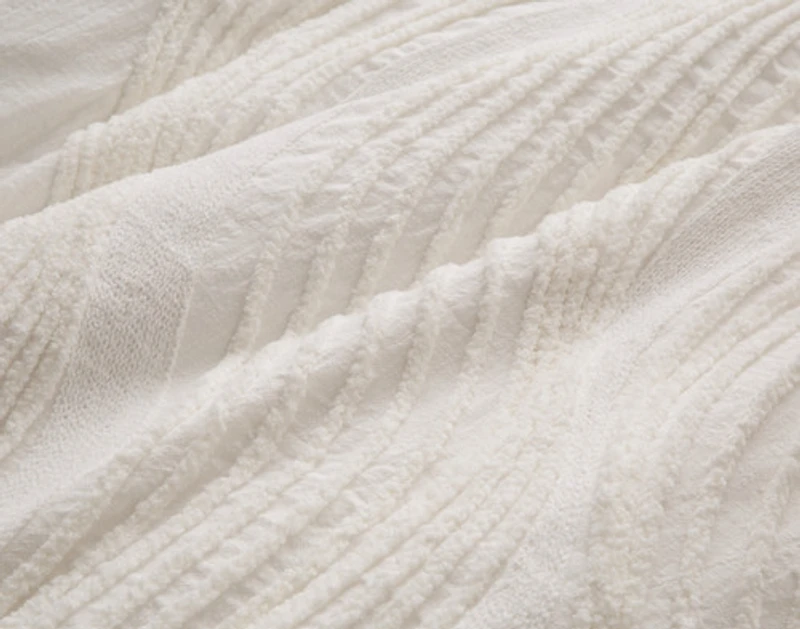 Savary Duvet Cover, Cotton, Geometric, White,