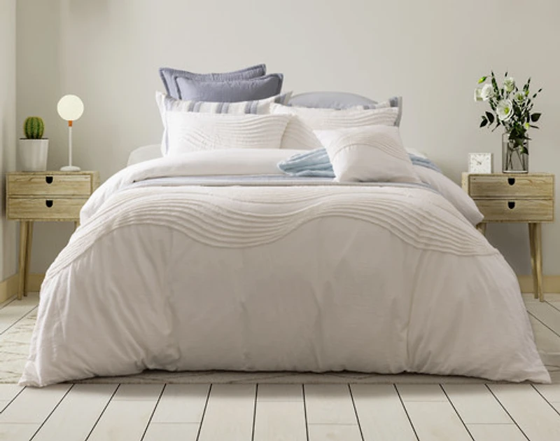 Savary Duvet Cover, Cotton, Geometric, White,