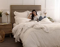 Savary Duvet Cover, Cotton, Geometric, White,