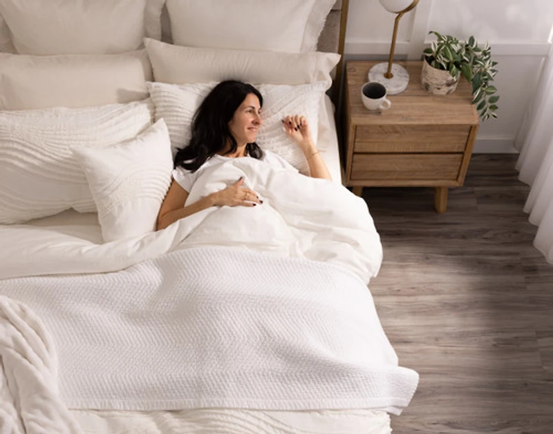 Savary Duvet Cover, Cotton, Geometric, White,