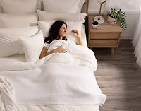 Savary Duvet Cover, Cotton, Geometric, White,