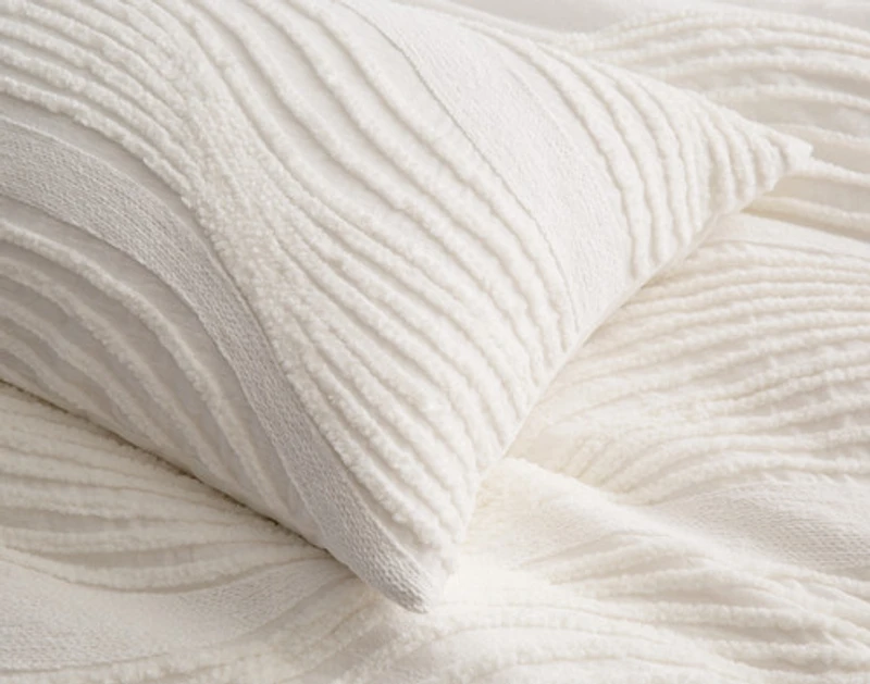 Savary Pillow Sham, Geometric, White,