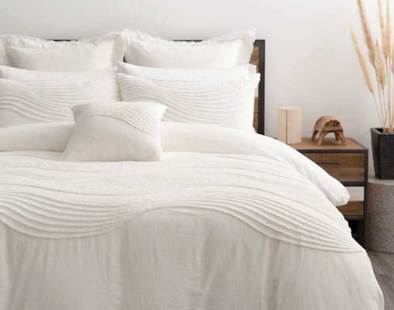 Savary Pillow Sham, Geometric, White,