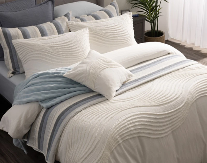 Savary Pillow Sham, Geometric, White,