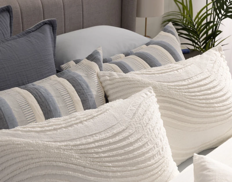 Savary Pillow Sham, Geometric, White,