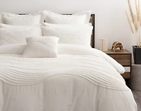 Savary Square Cushion Cover, Geometric, White, 18" x 18"