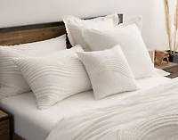 Savary Square Cushion Cover, Geometric, White, 18" x 18"