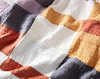 Domino Cotton Quilt Set, Geometric, Orange,