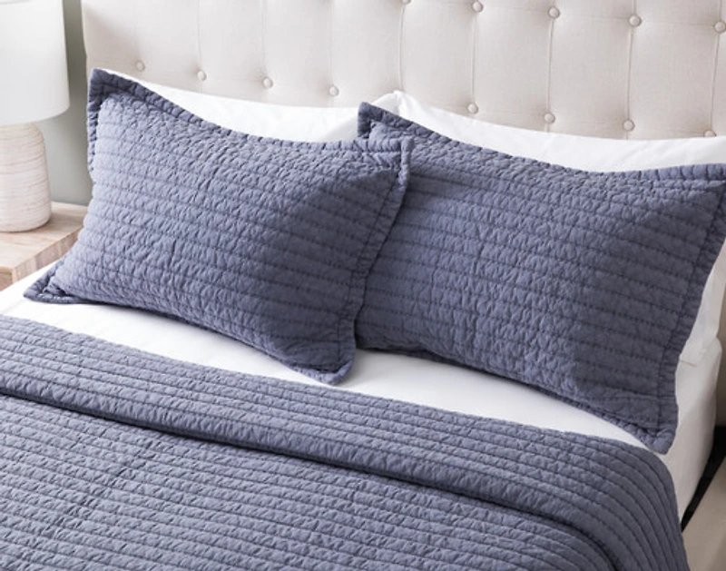Anchorage Stonewashed Quilt Set, Blue,