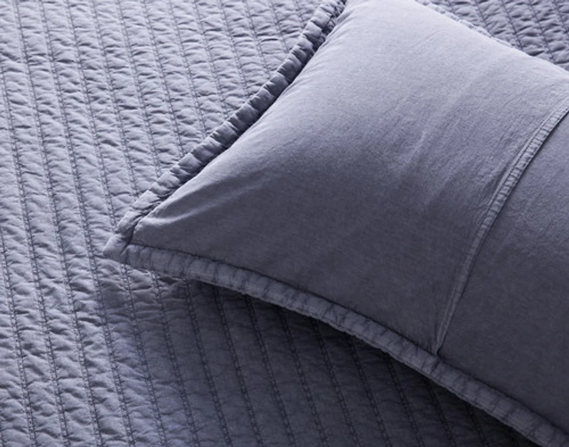 Anchorage Stonewashed Quilt Set, Blue,