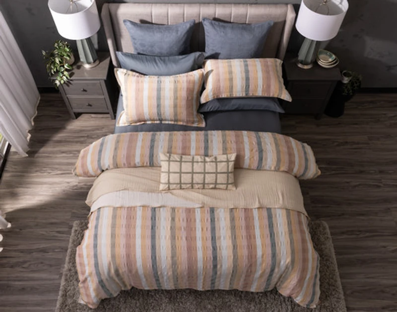 Carmen Duvet Cover, Cotton, Geometric, Orange,