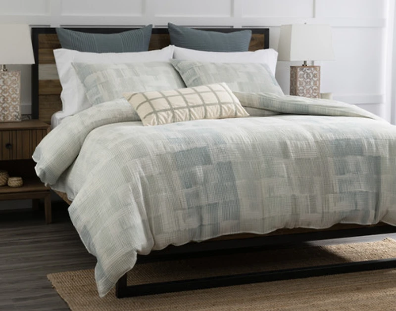 Palette Duvet Cover, Cotton, Textured, Blue,