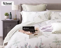 Annika Duvet Cover, TENCEL Lyocell, Floral, White,
