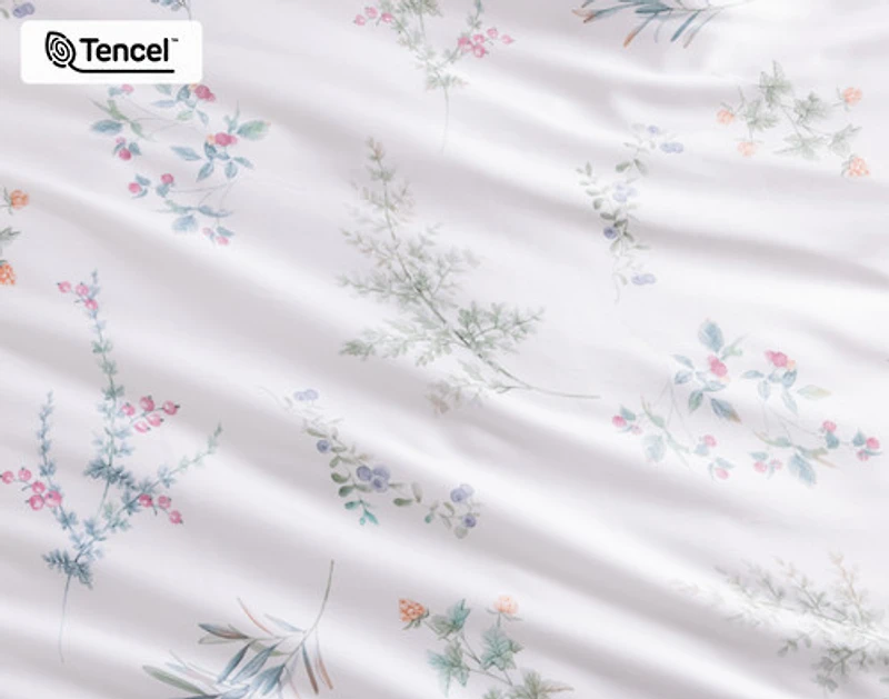 Annika Duvet Cover, TENCEL Lyocell, Floral, White,