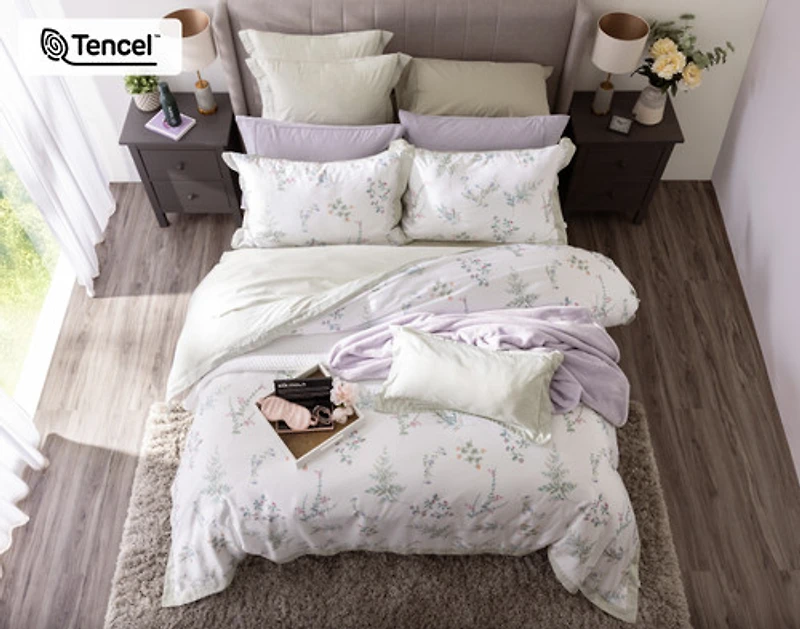 Annika Duvet Cover, TENCEL Lyocell, Floral, White,