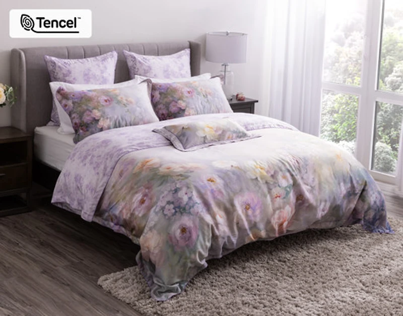 Constance Duvet Cover, TENCEL Lyocell, Floral, Purple,