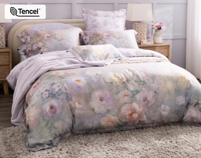 Constance Duvet Cover, TENCEL Lyocell, Floral, Purple,
