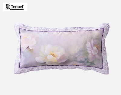Constance Boudoir Pillow Cover, Floral, Purple, 24" x 12"