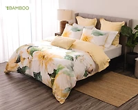 Oriana Duvet Cover, Cotton, Bamboo Floral, Yellow,