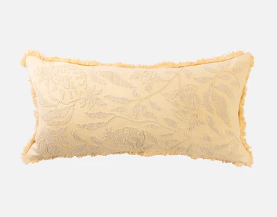 Oriana Boudoir Pillow Cover, Floral, Yellow, 24" x 12"
