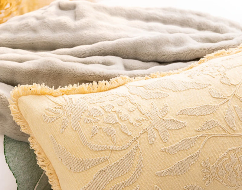 Oriana Boudoir Pillow Cover, Floral, Yellow, 24" x 12"