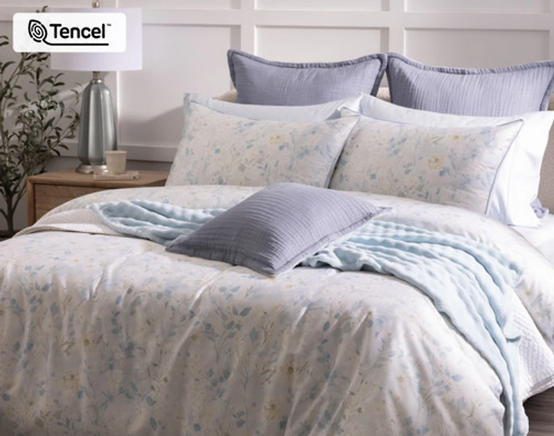Josephine Duvet Cover, TENCEL Lyocell, Floral, Blue,