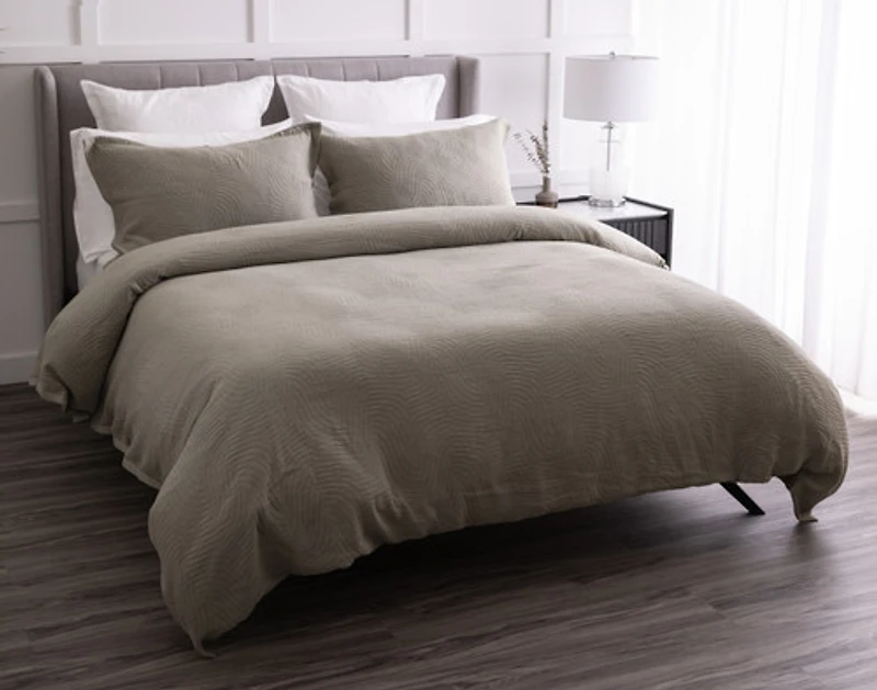 Arden Duvet Cover, TENCEL Lyocell Set, Geometric, Green,