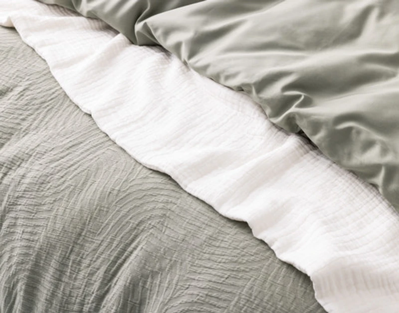Arden Duvet Cover, TENCEL Lyocell Set, Geometric, Green,