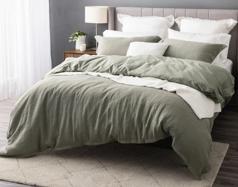 Arden Duvet Cover, TENCEL Lyocell Set, Geometric, Green,
