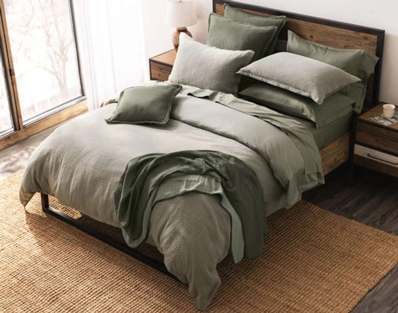 Arden Duvet Cover, TENCEL Lyocell Set, Geometric, Green,