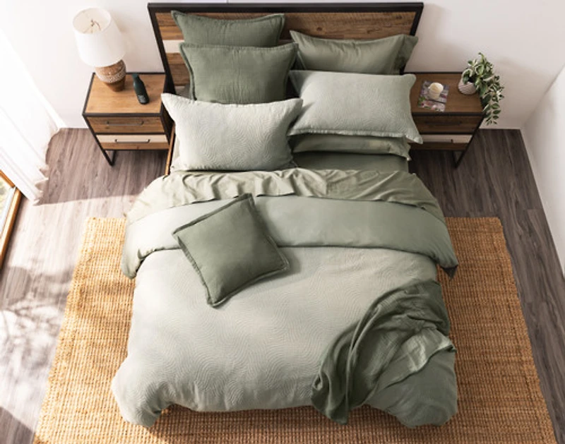 Arden Duvet Cover, TENCEL Lyocell Set, Geometric, Green,