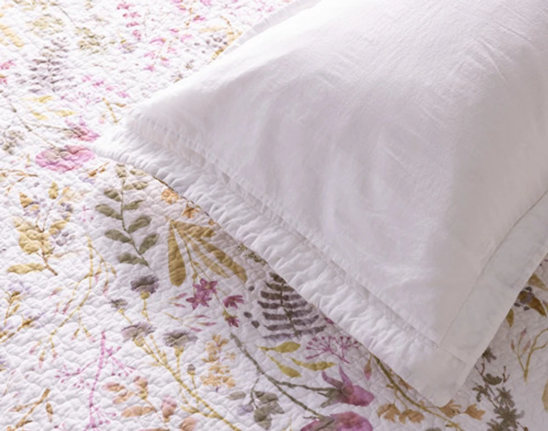 Zoey Cotton Quilt Set, Floral, Pink,
