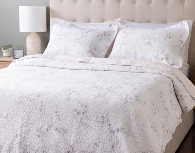 Blossom Cotton Quilt Set, Floral, Pink,